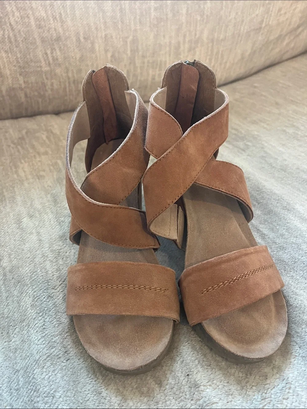 Diba True Brown Suede Wedge Sandals